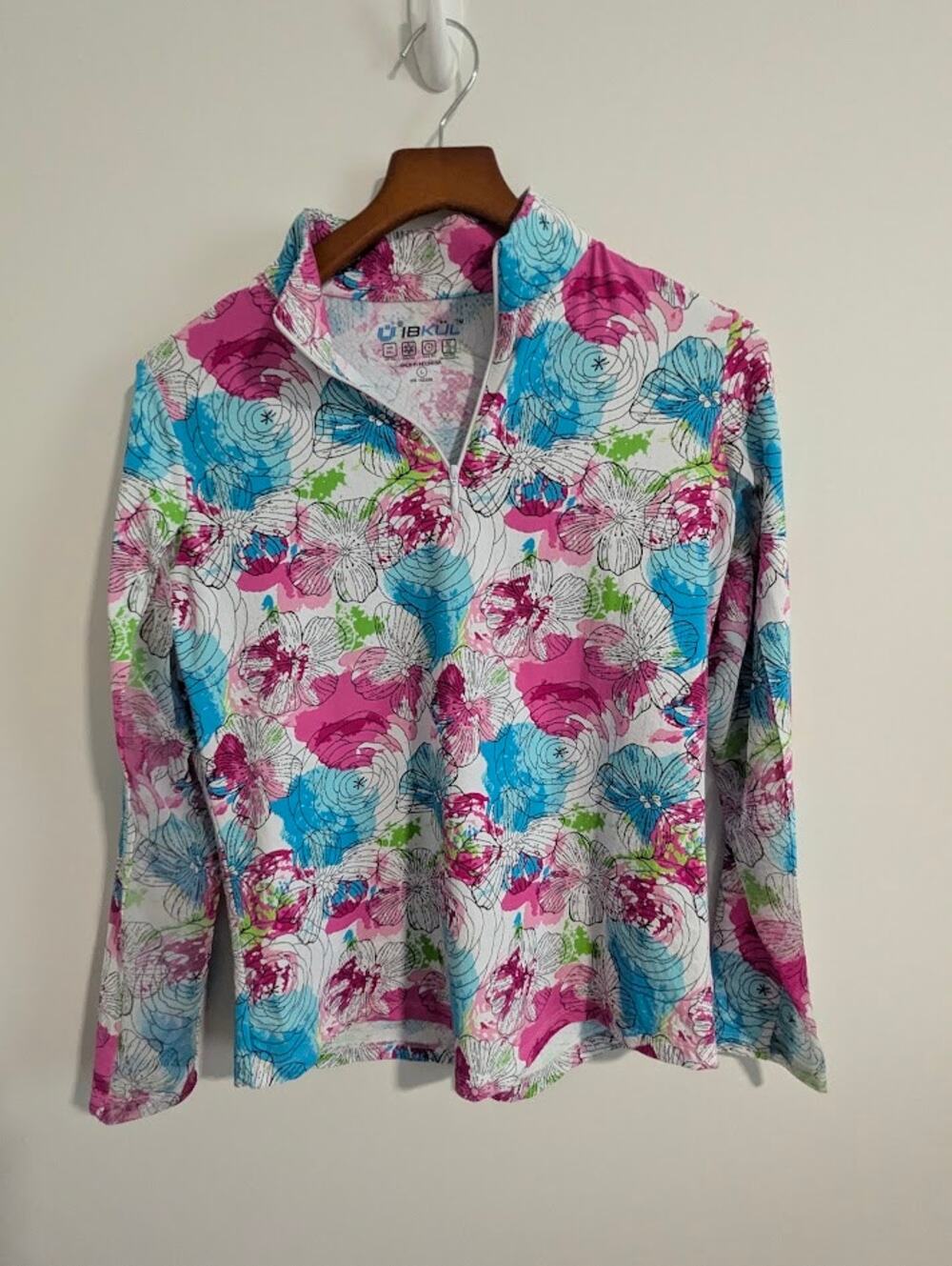 IBKUL UPF 50+ Long Sleeve Golf Tennis Top 1/4 zip Size L